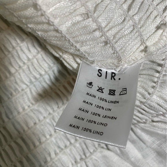 SIR Emile Ruched Top in Ivory White Women’s Size 2 Shirred Bodice 100% Linen - Picture 9 of 11